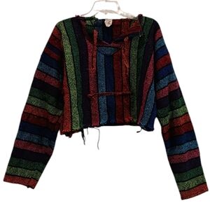 Vel Mex Artsy Multicolored Festive Striped Y2K Custume Crop Boho Sweater Size L